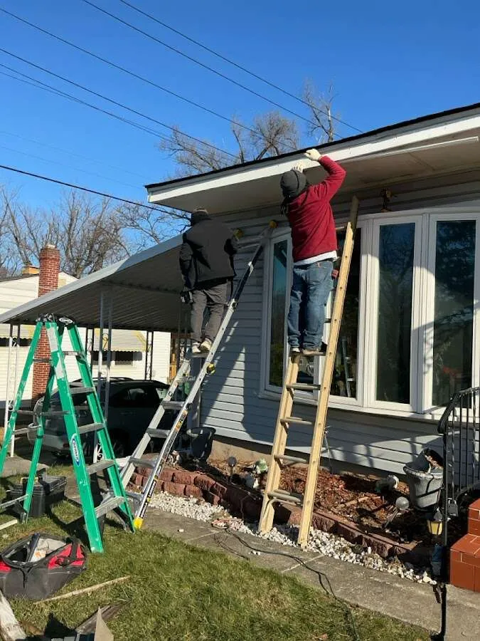 Restoration crew performing exterior repair in North Tonawanda